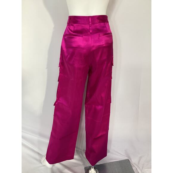 Frame 'Relaxed' Pink Satin Straight Cargo Pant Size 4 - NWT - Picture 3 of 5